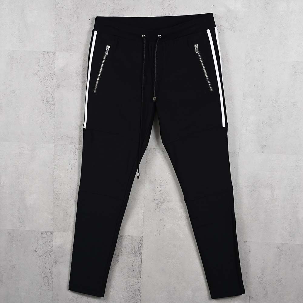 JOHNSON LINE HEAT PT / 【定番商品】 裏ボアフリース ハイブリットジャージー ラインパンツ (ブラック/ホワイト) (10月下旬入荷予定) ※オーダー締切:9月7日(月)17時