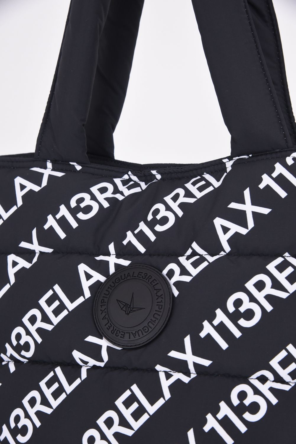BATTING LOGO TOTE BAG / キルティング サークルロゴ トートバッグ ブラック / ホワイト