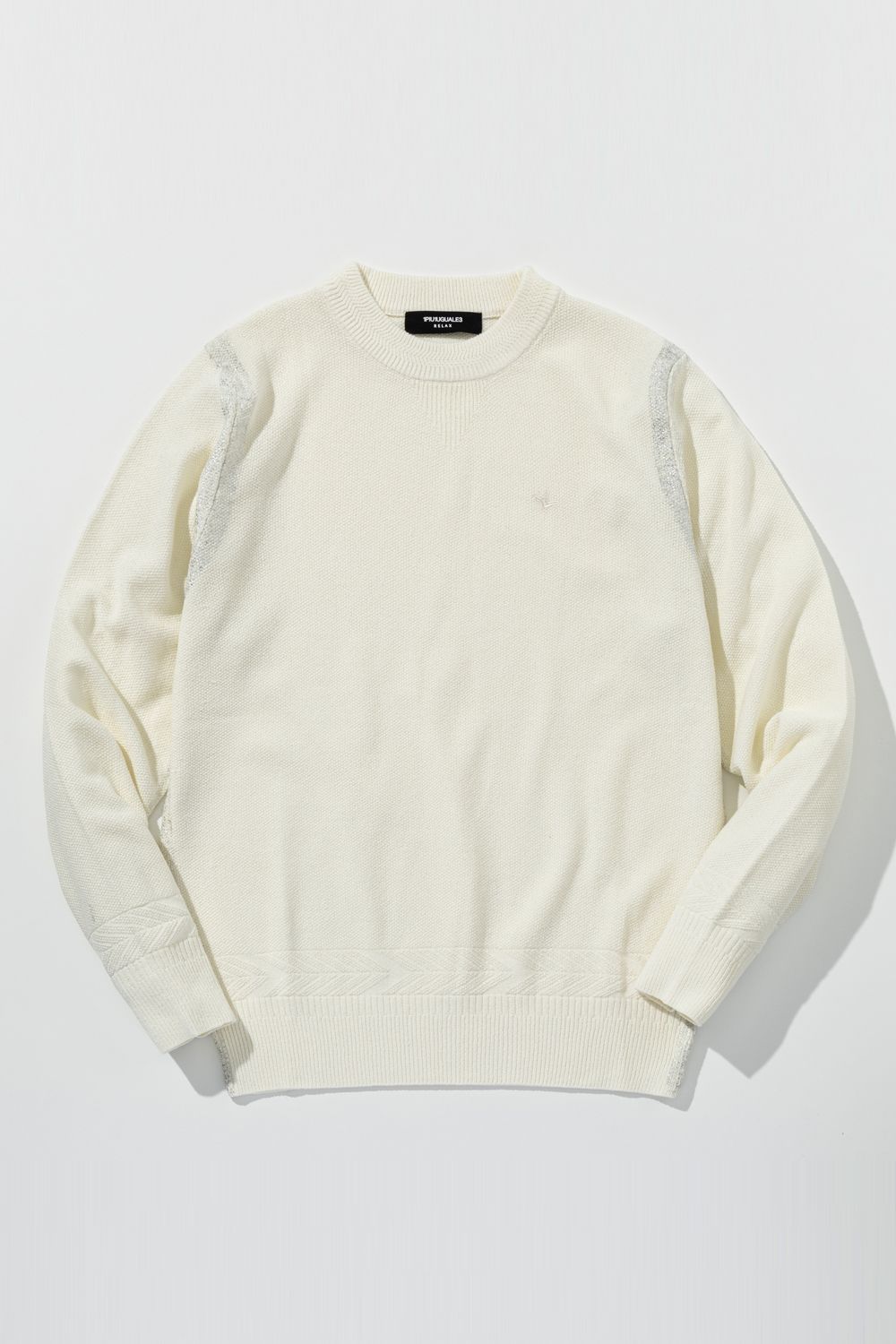 【26SS】 PARTIAL FOIL PRINT CREW KNIT / 箔プリント クルーネックニット (ホワイト) (2月上旬入荷予定)