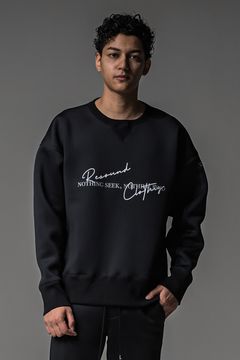 HD NOTHING drop trainer / ダンボール素材 メッセージロゴプリント ルーズフィット トレーナー ブラック (9月中旬入荷予定)