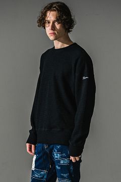 knt l loose trainer / ニット ルーズ トレーナー (ブラック)