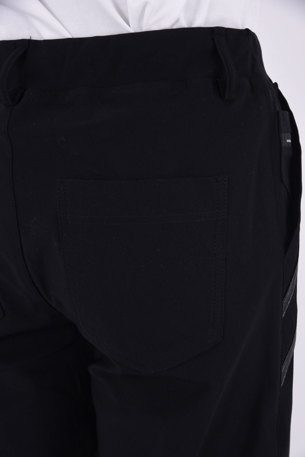 EDGE NYLON SEMI WIDE PT / ナイロンマイクロファイバー エコレザーライン セミワイド イージーパンツ (ブラック/ブラック)