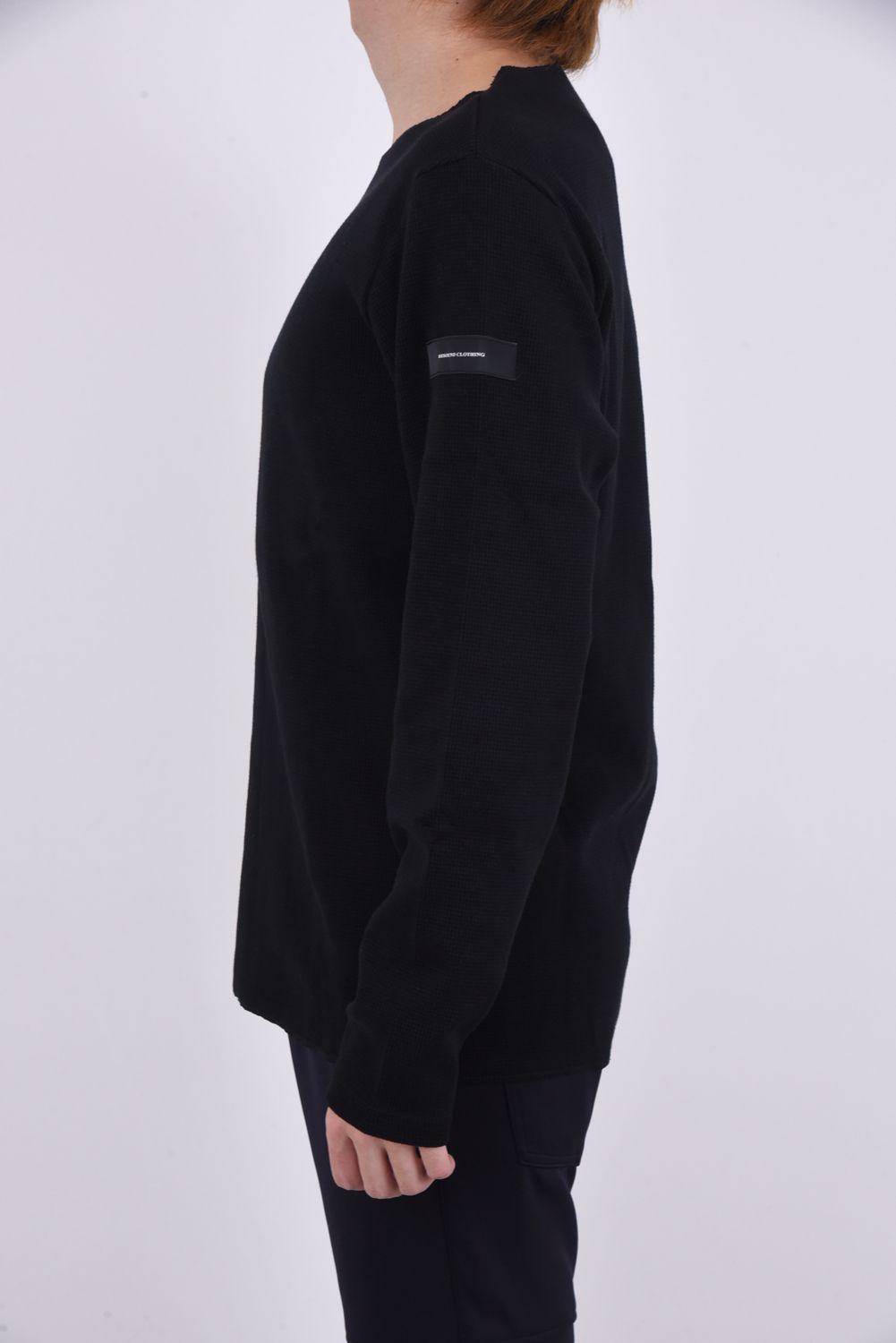 ST COTTON WAFFLE THERMAL / 【定番】 ロングスリーブ カットオフサーマル ブラック