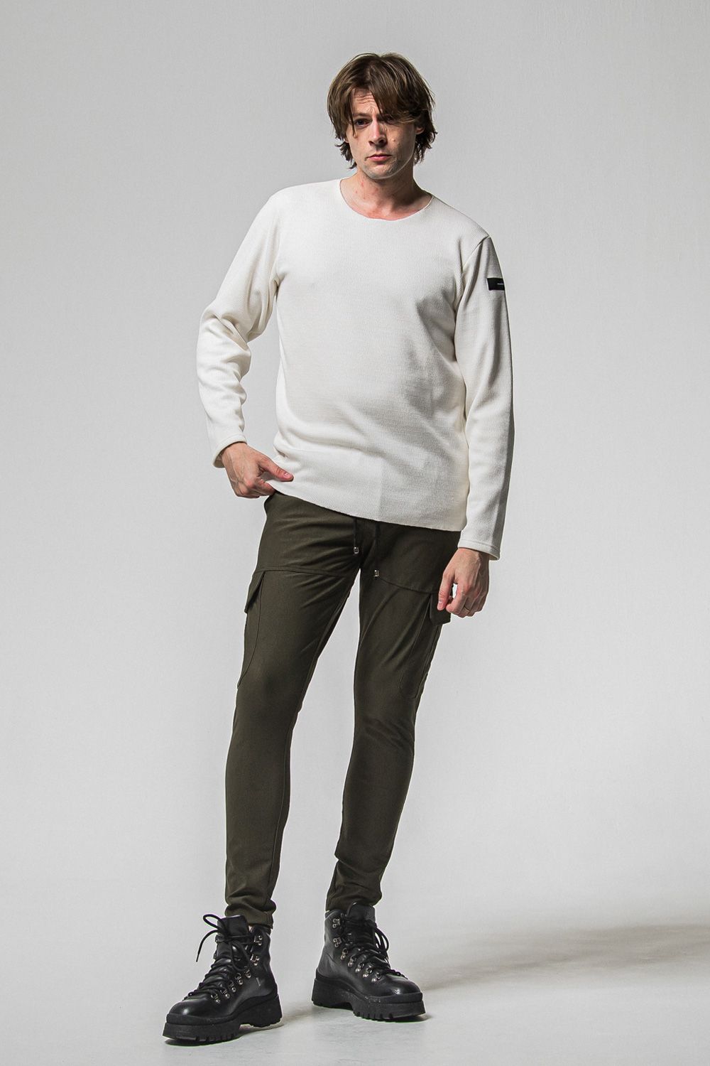 VELOURS FLEECE NEO THERMAL / サーマル生地 ロングスリーブ Tシャツ (ホワイト) (10月中旬入荷予定) ※オーダー締切：9月1日(月)18:00