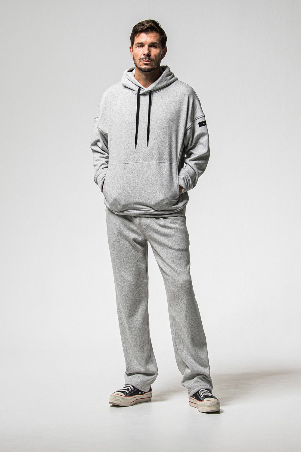 VELOURS FLEECE WIDE TUCK PANTS / 裏起毛 ベロアフリース セミワイド ワンタック イージーパンツ (グレー) (11月中旬入荷予定) ※オーダー締切：9月1日(月)18:00