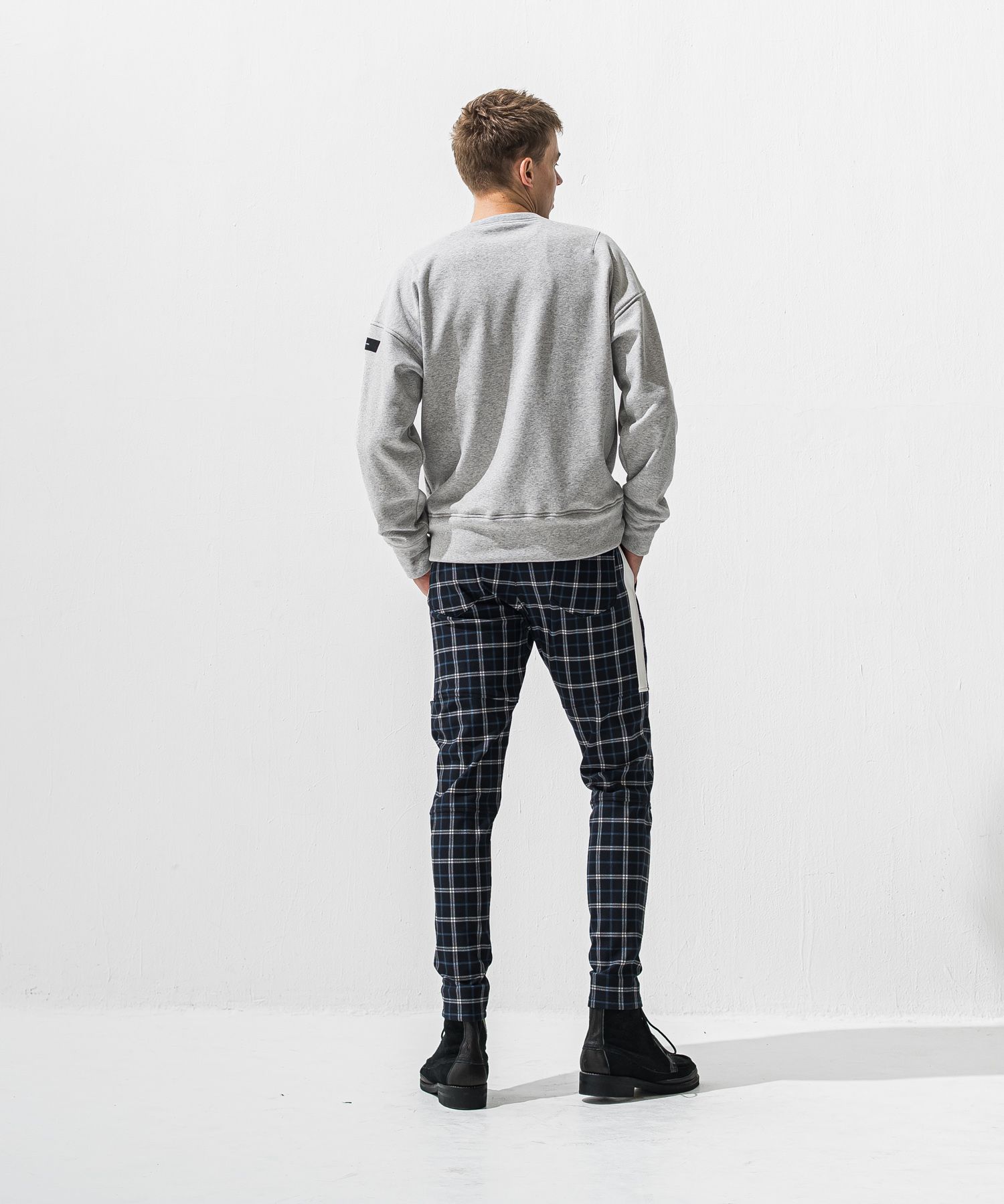 JT HEAT CHECK  PT / 裏起毛 ベロアフリース ワンタックラインパンツ (タータンブラック) (11月中旬入荷予定) ※オーダー締切:9月7日(月)17時