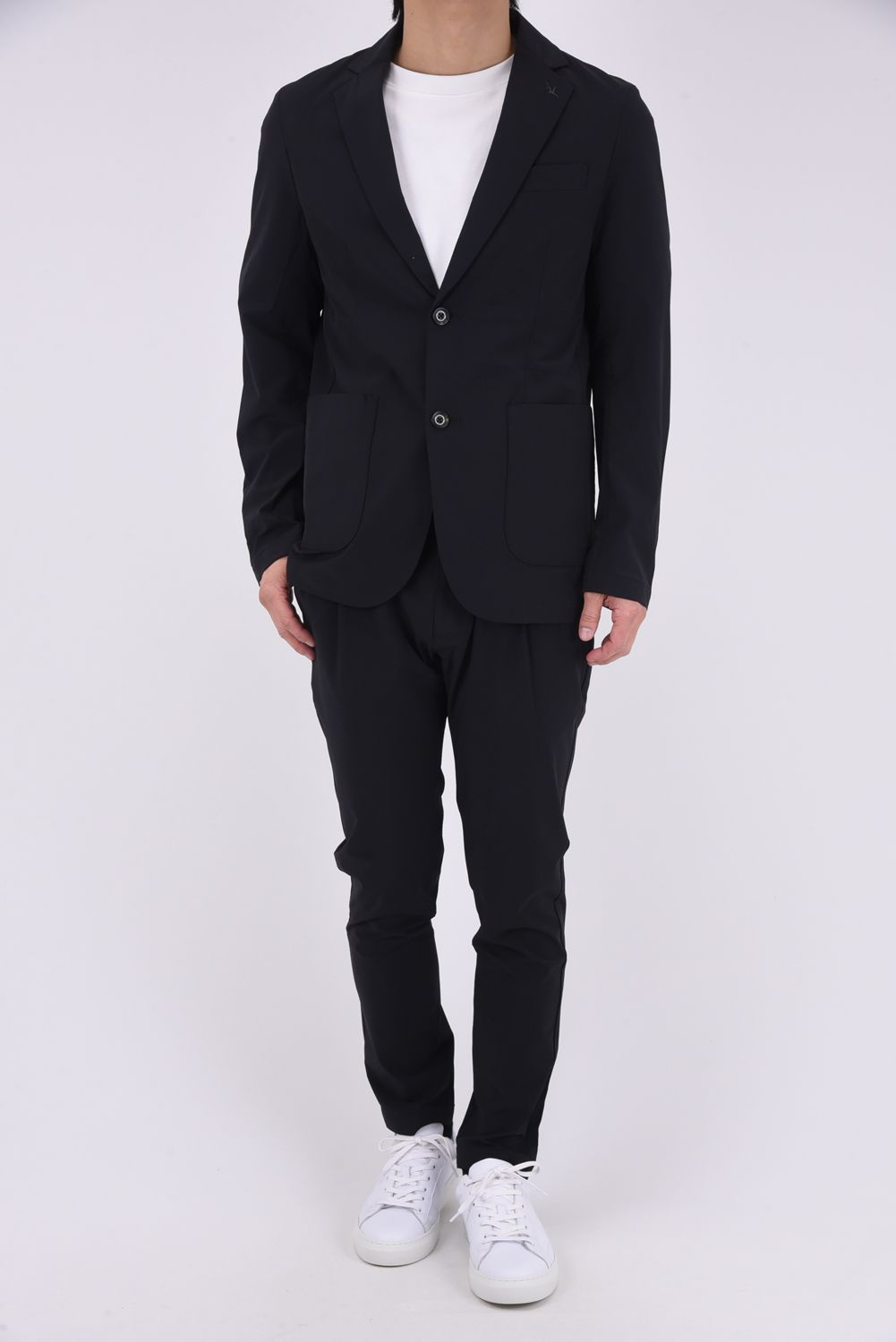 【26SS】【セットアップ】 NYLON JACKET & SLACKS / ナイロン テーラードシングルジャケット&イージースラックス (ブラック)