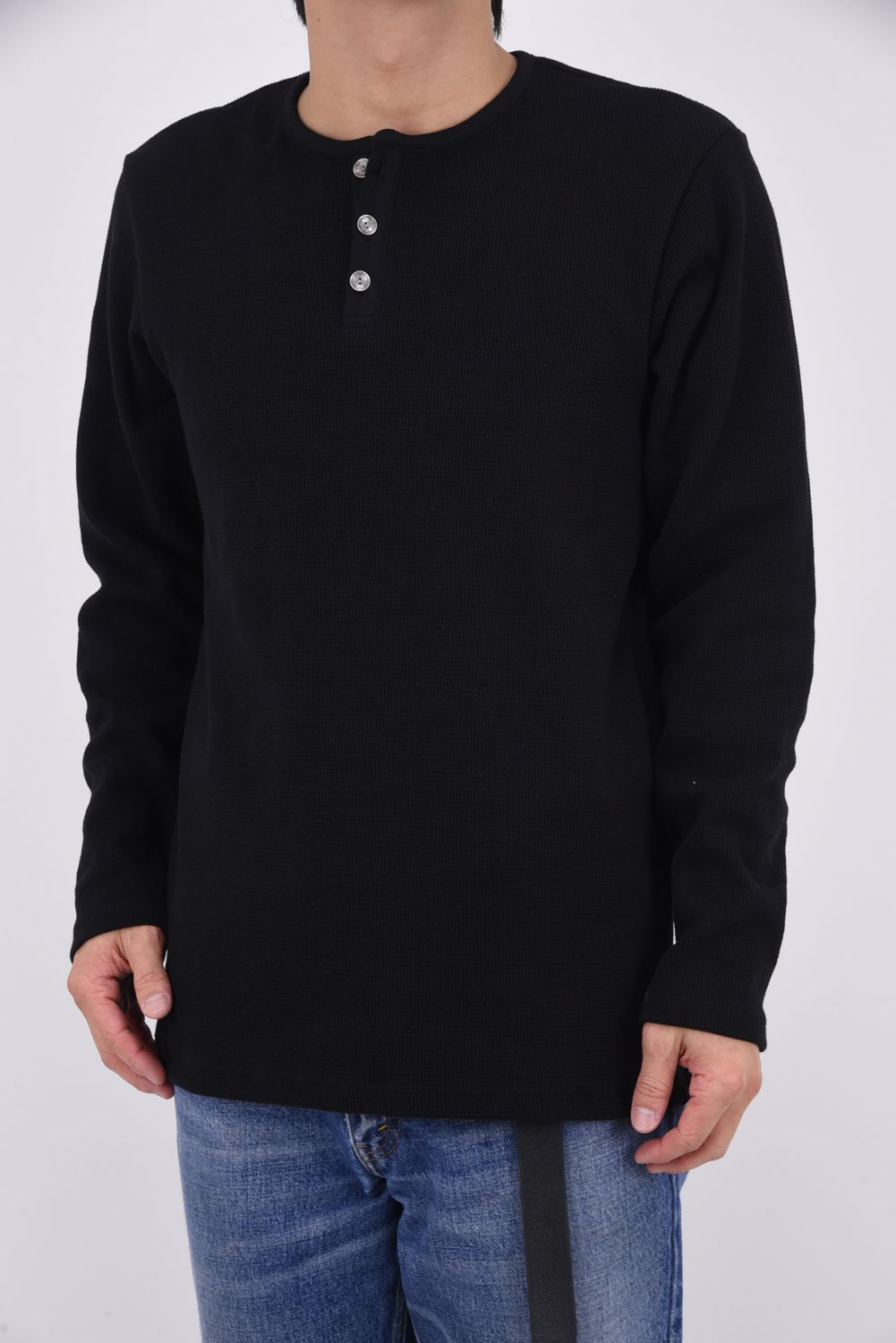 【26SS 39th】 WAFFLE HENRY TEE / ワッフル ヘンリーTシャツ (ブラック)