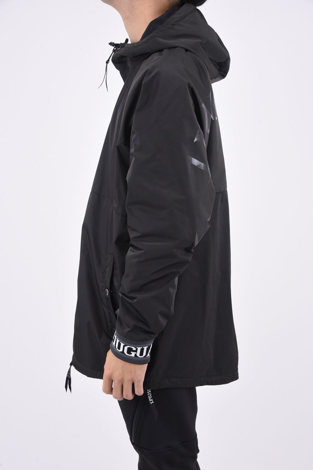 R[10] 113 HOODED DOLMAN BZ RIBBON TAPE LUXRY TAFTA / 113ロゴ ドルマン フーデッドジャケット チャコール