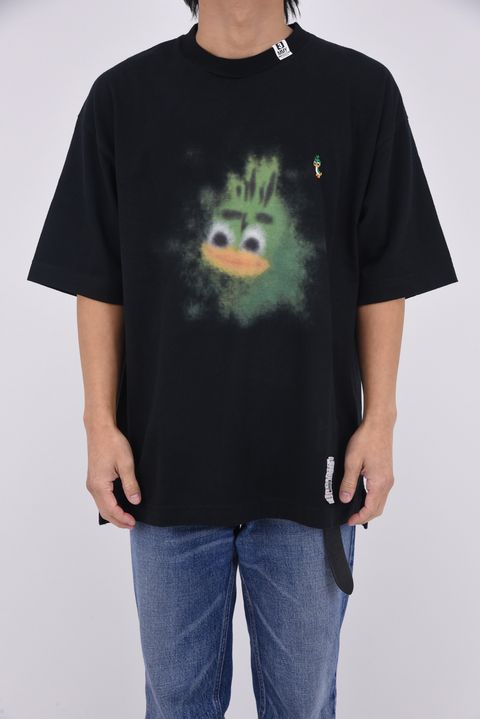 LEON PRINTED T-shirt / キャラクタープリント 刺繍ワッペン Tシャツ (ブラック)