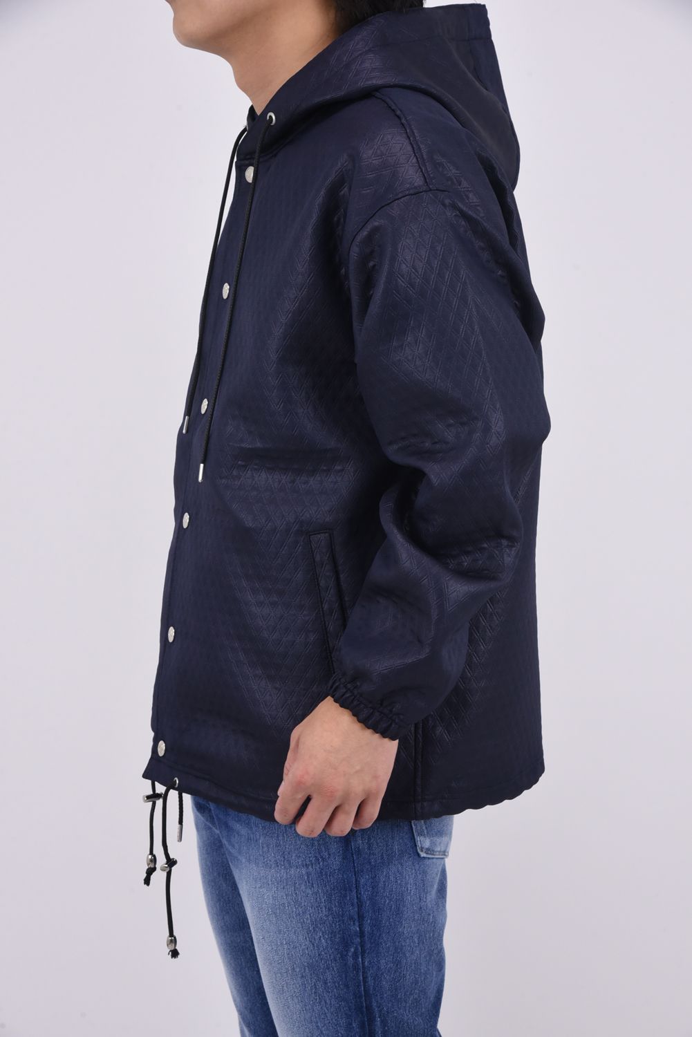 quilting coach hoodie / キルティング コーチジャケットパーカー ネイビー
