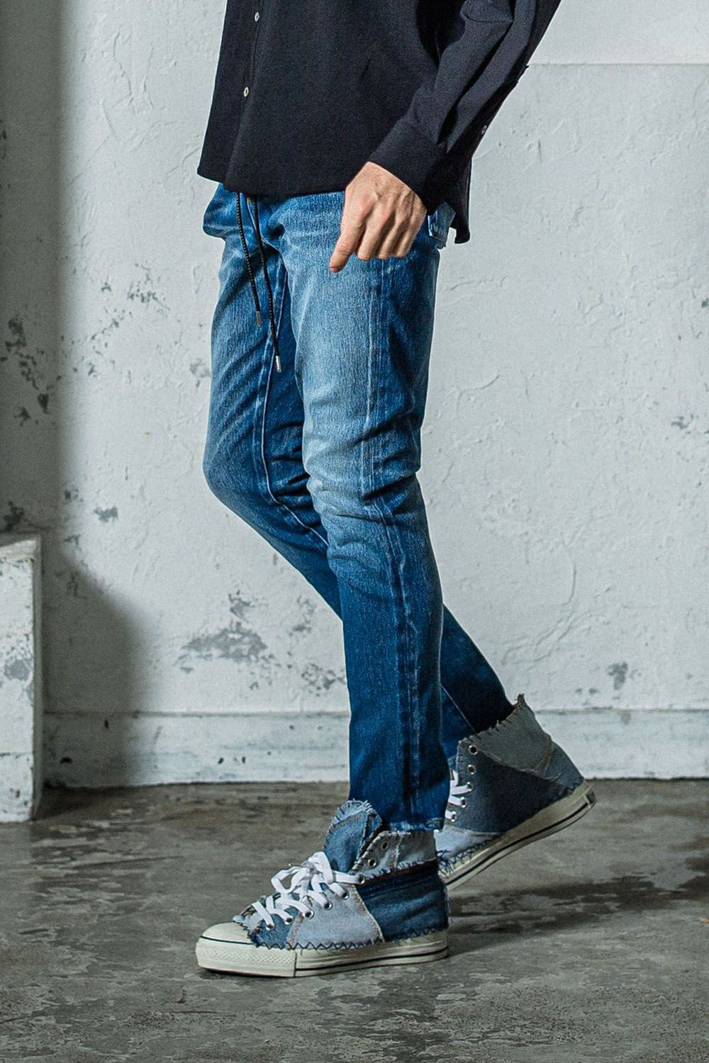 MICK DENIM JERSEY / 定番 デニム ジャージーンズ インディゴユーズド