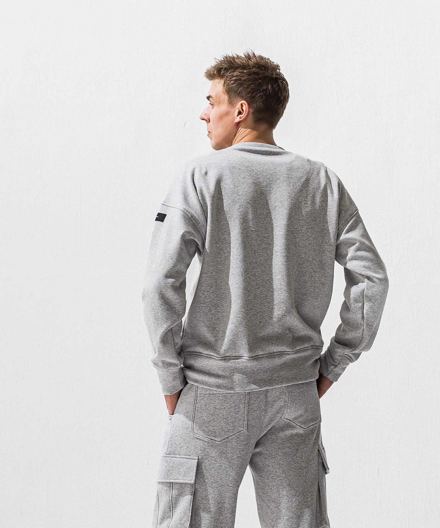RC CHENILLE VELOURS FLEECE DROP TRAINER / サガラ刺繍ワッペン 裏起毛 ルーズトレーナー (グレー) (11月上旬入荷予定) ※オーダー締切:9月7日(月)17時