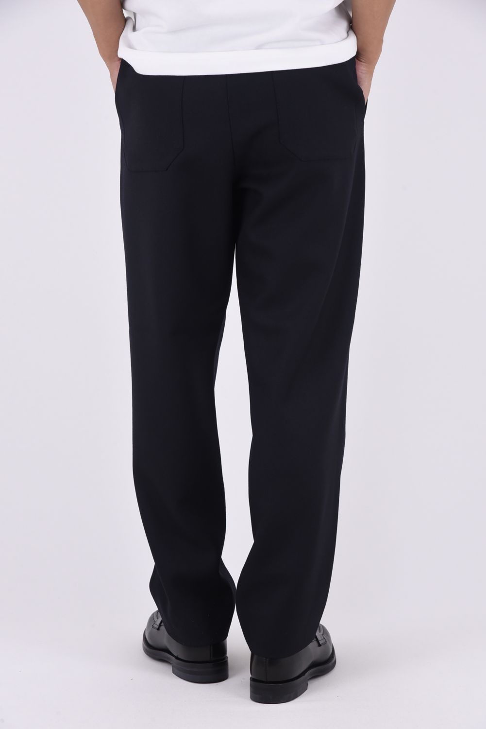 WOOL TWILL PANTS / プレーンフロント イージーパンツ （ネイビー）