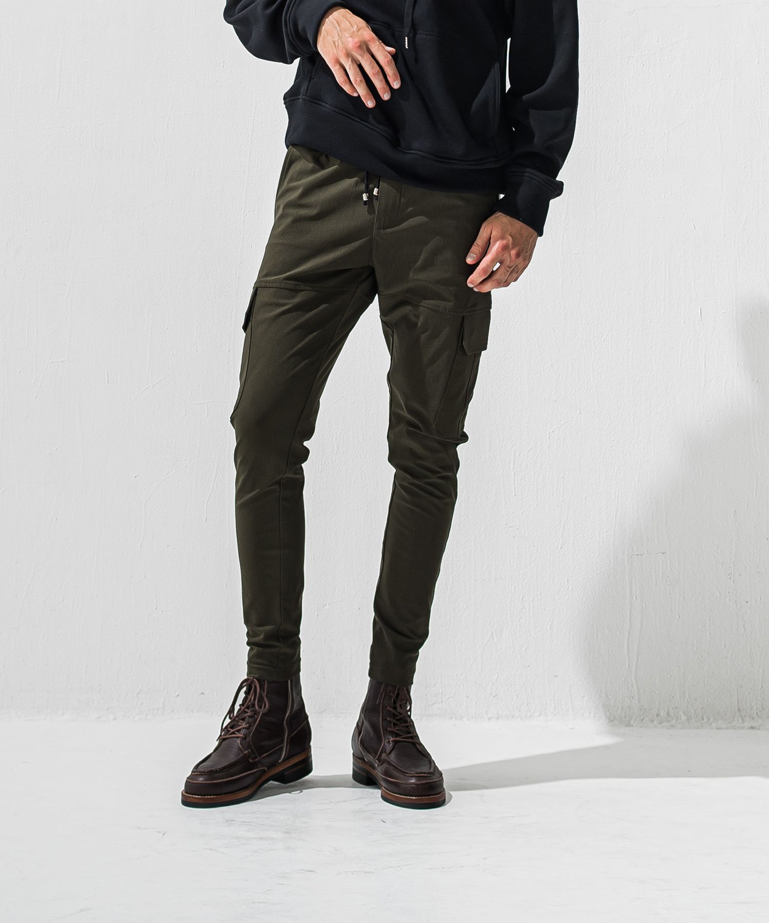 DARRELL HEAT CARGO PT / 【定番商品】 裏ボアフリース ナイロンストレッチ カーゴパンツ (カーキ) (10月下旬入荷予定) ※オーダー締切:9月7日(月)17時