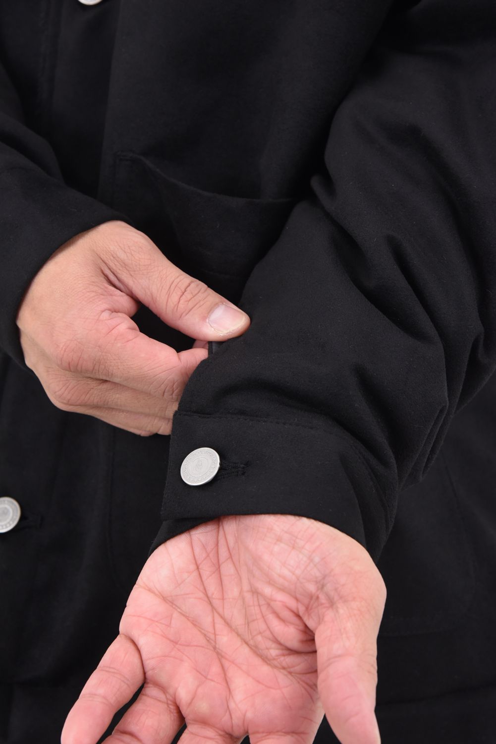 SUEDE FUR CAVER ALL /  エコ スウェード ファーカバーオールジャケット (ブラック)