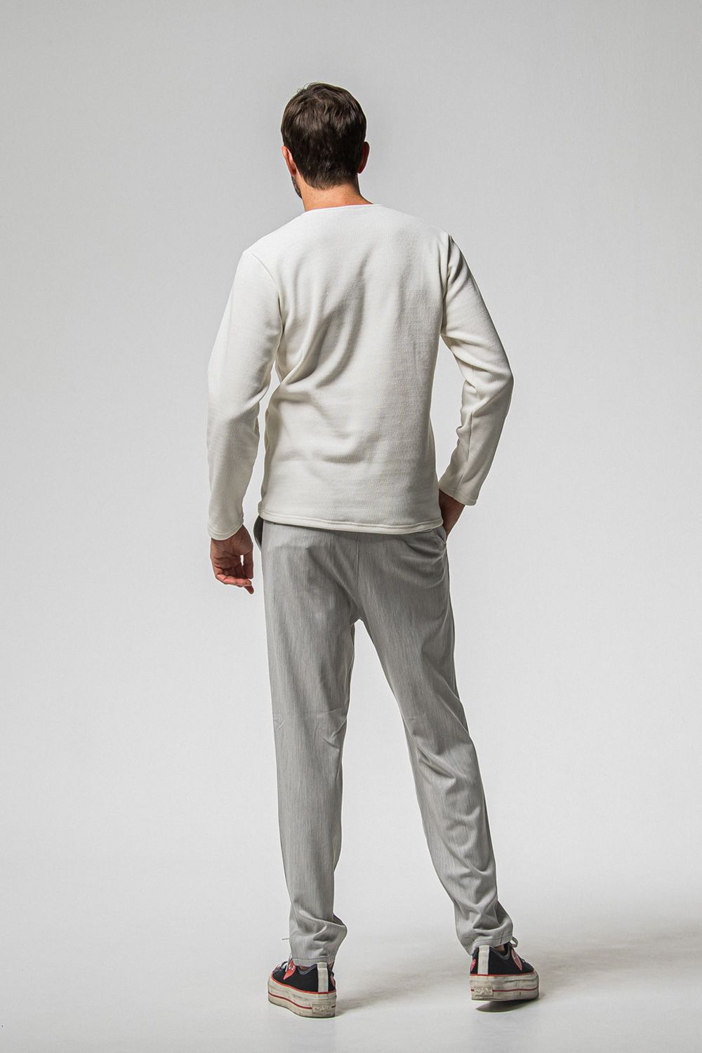 PAT WIDE EASY PANTS / ワイドテーパード イージースラックス (グレー) (1月上旬入荷予定) ※オーダー締切：9月1日(月)18:00