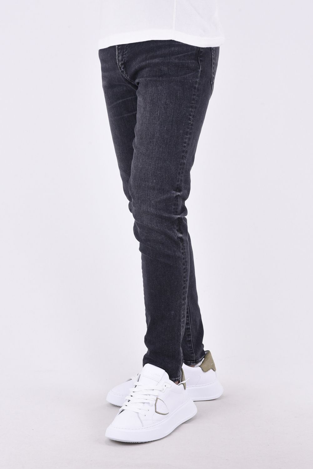 OR SKKNY JEANS / ヴィンテージ加工 ストレッチスキニージーンズ ブラックユーズド