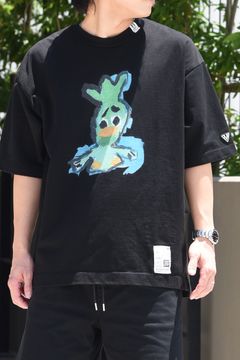 LEON Printed T-shirt / キャラクタープリント 刺繍ワッペン Tシャツ (ブラック)