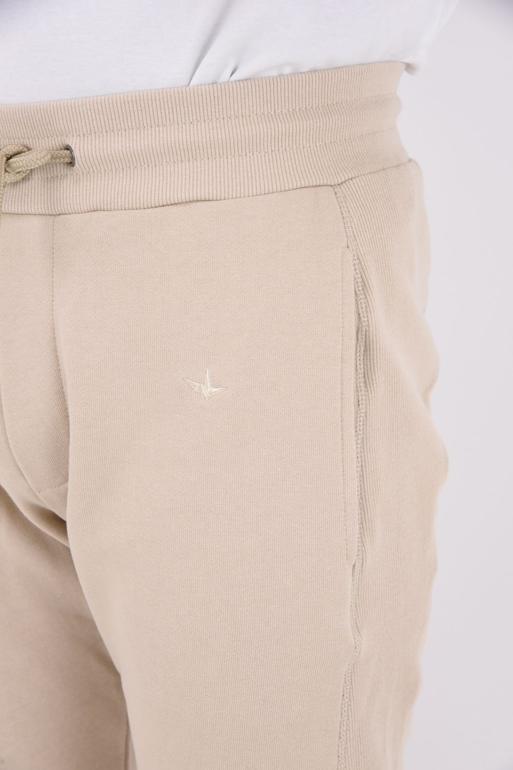 JOGGER PANTS WITH RHINESTONE CUFFS / ラインストーンヘムスウェットジョガーパンツ (ベージュ)