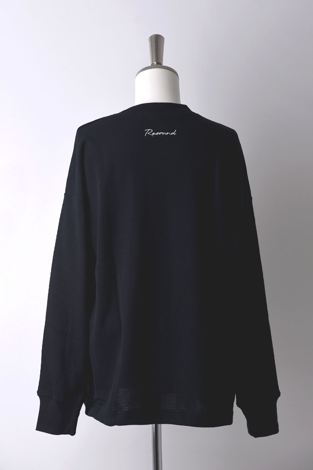 【gossip 20th別注アイテム】 DRAWSTRING THERMAL LOOSE CUTSEW / ドローストリング 特注サーマル ロングスリーブTシャツ  (ブラック)