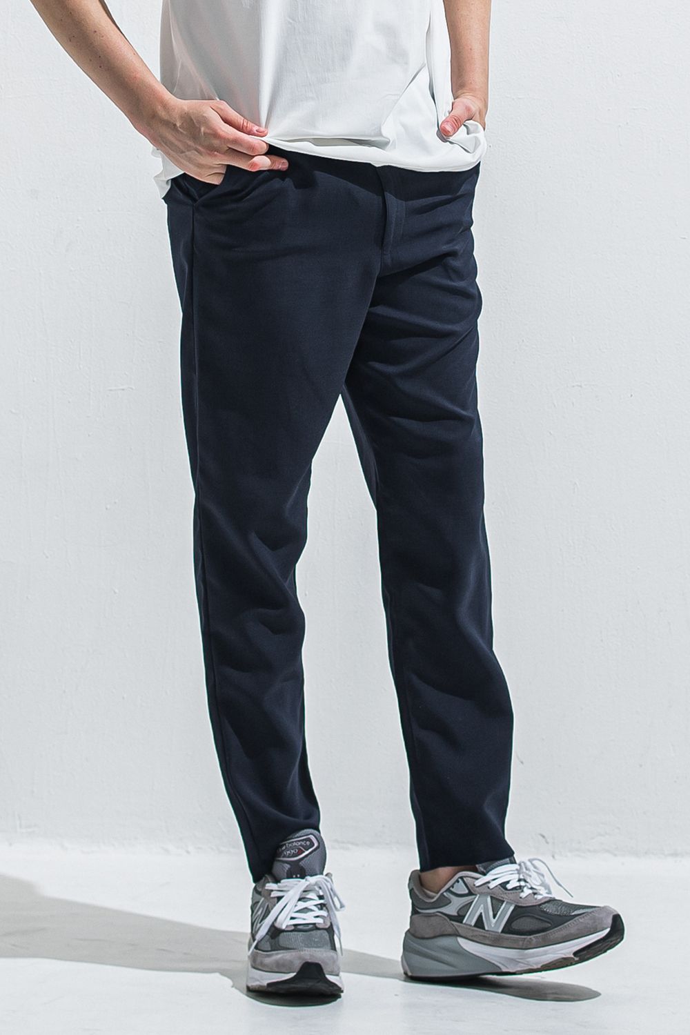 PAT WIDE EASY PANTS / ツイル生地 ワイドテーパード イージースラックス (ネイビー) (4月中旬入荷予定) ※オーダー締切:2月15日(日)18時