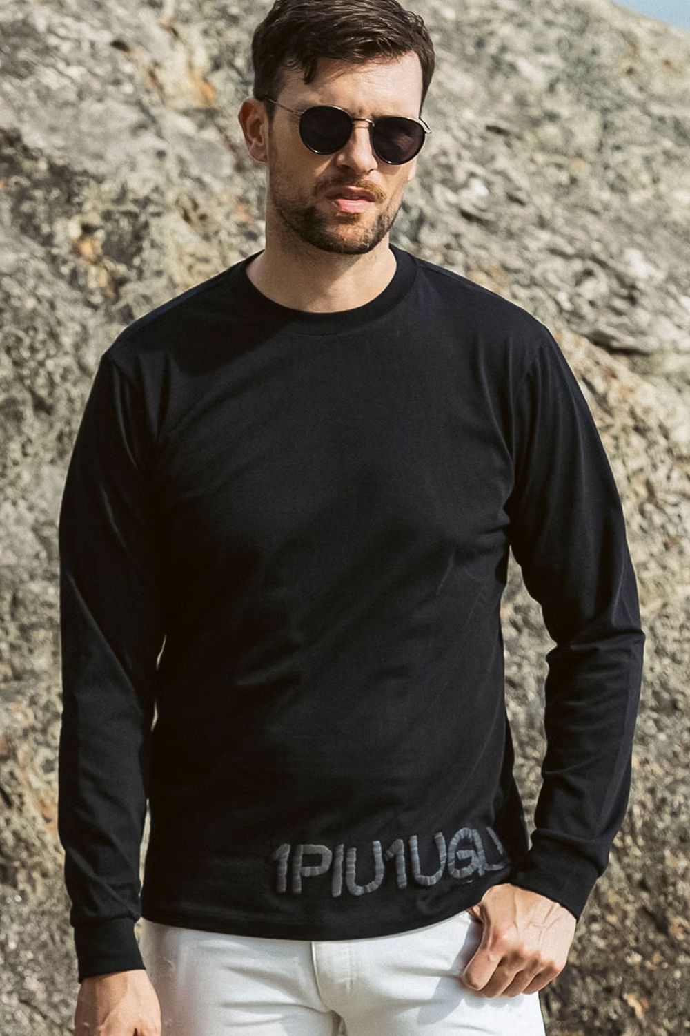【26SS】 HAND-EMBROIDERED LOGO LONG T-SHIRT / ブランドロゴ 発泡ロゴプリント ロングスリーブTシャツ (ブラック)