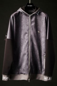 R[10] 113 FULL ZIP PARKA DIAMOND GRAY / 113ロゴ ルーズフィット フルジップ フーディー チャコール