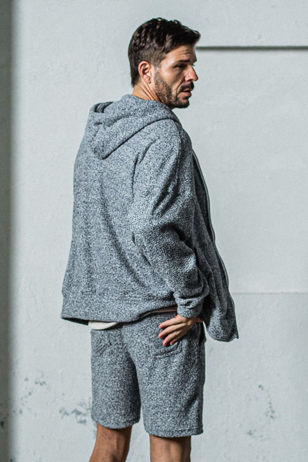 MOLE YARN PILE ZIP LOOSE HOODIE / モールパイル オーバーサイズ ジップアップパーカー グレー
