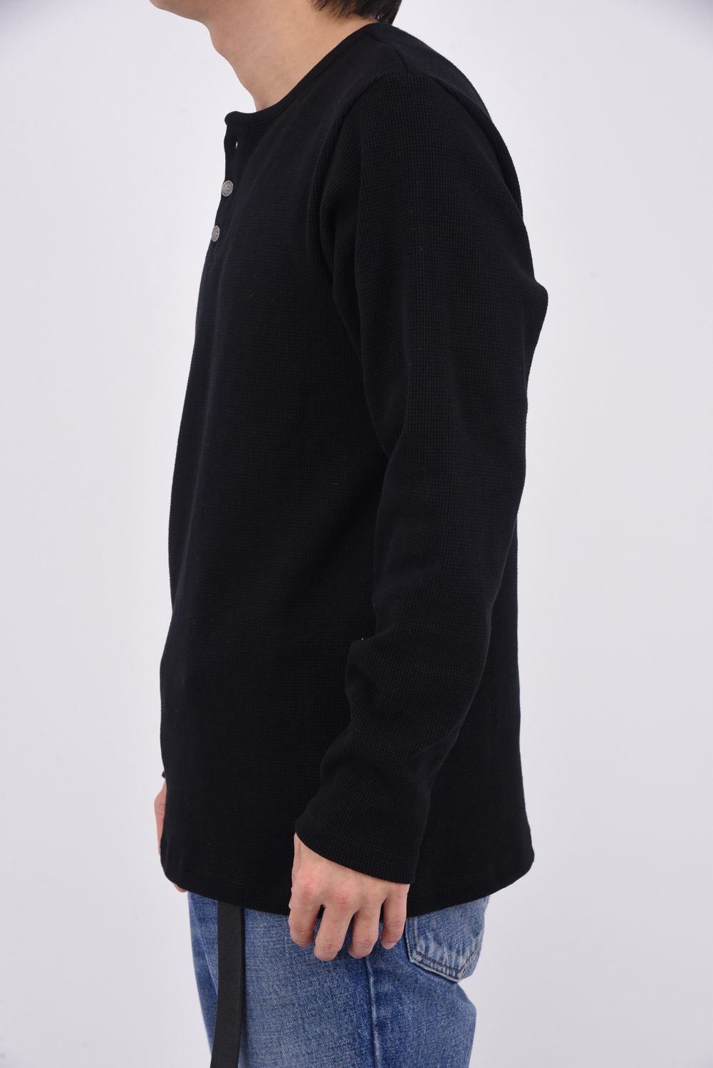 【26SS 39th】 WAFFLE HENRY TEE / ワッフル ヘンリーTシャツ (ブラック)