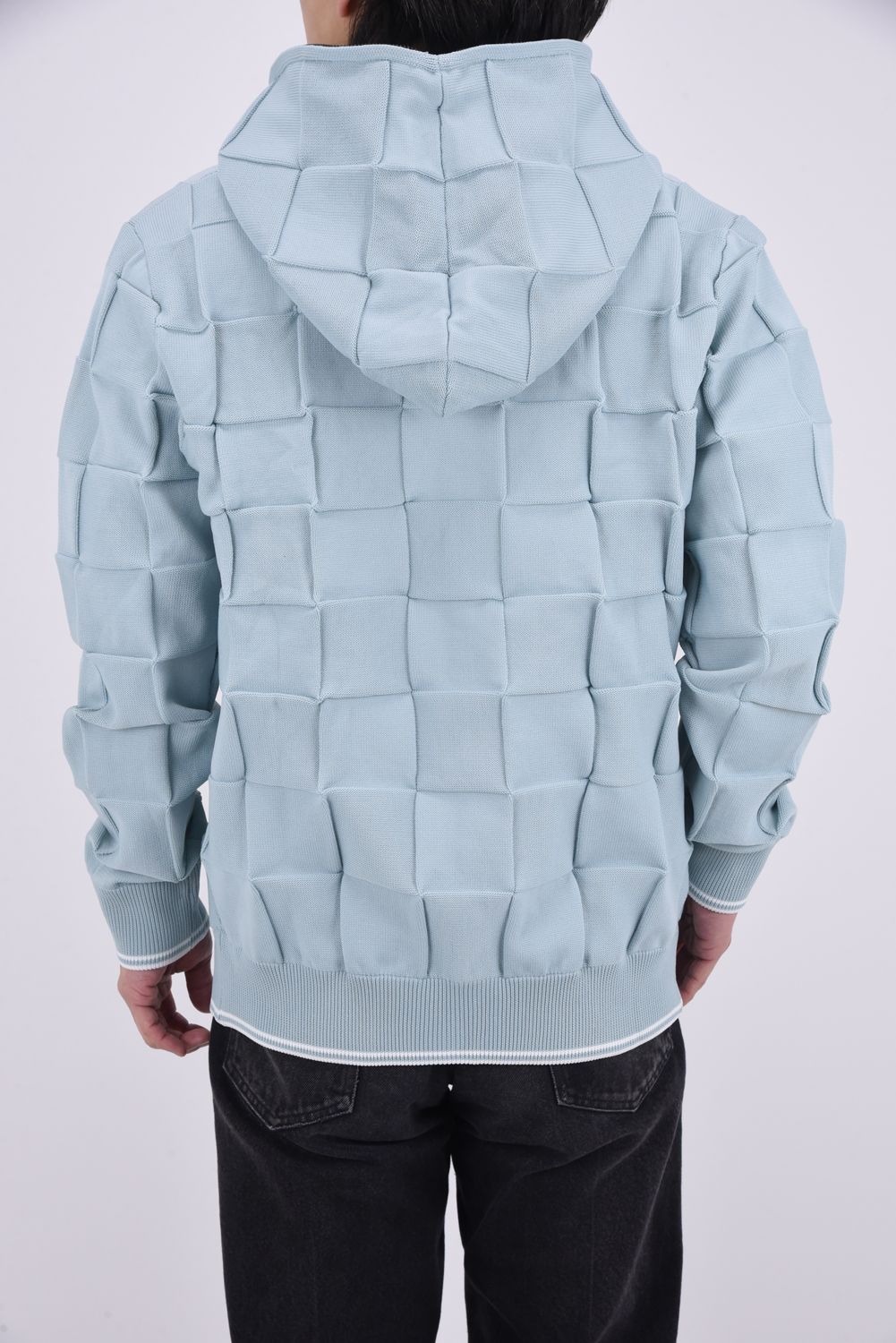 【26SS】 INTRECCIATO HOODIE / イントレチャート ジップパーカー (サックス)