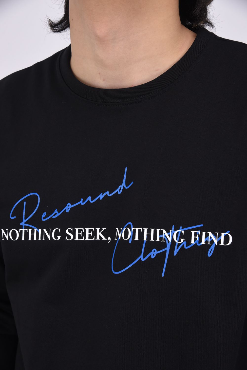 NSNF LONG SLEAVE TEE / ロゴプリント オーガニックコットン ロングスリーブ Tシャツ ブラック