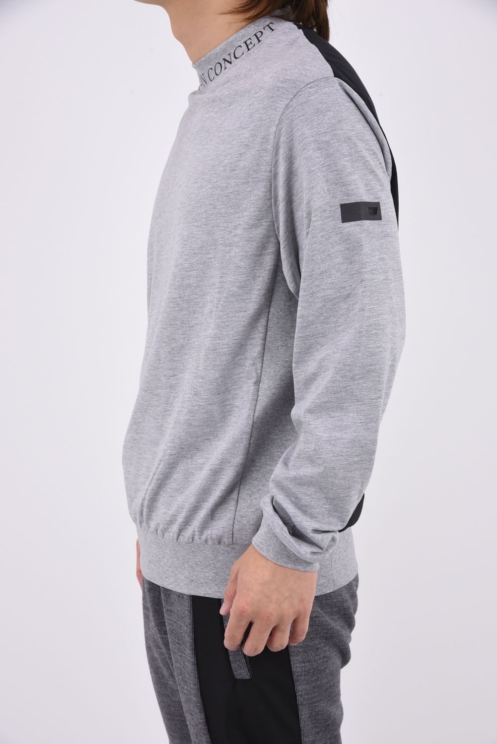 【LEON10月号掲載】【26AW】 WILL COMBI / ハイブリッド モックネックリブTシャツ (グレー/ブラック)
