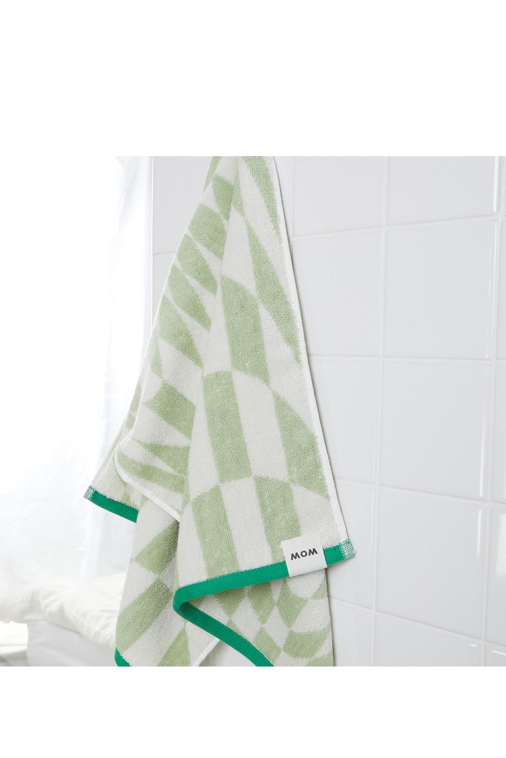 Check Face Towel / シルク混 チェック フェイスタオル (グリーン)