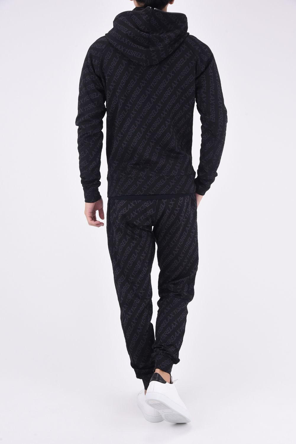 1PIU JACQUARD JOG PANTS / 総柄 ロゴジャガード パンツ ブラック