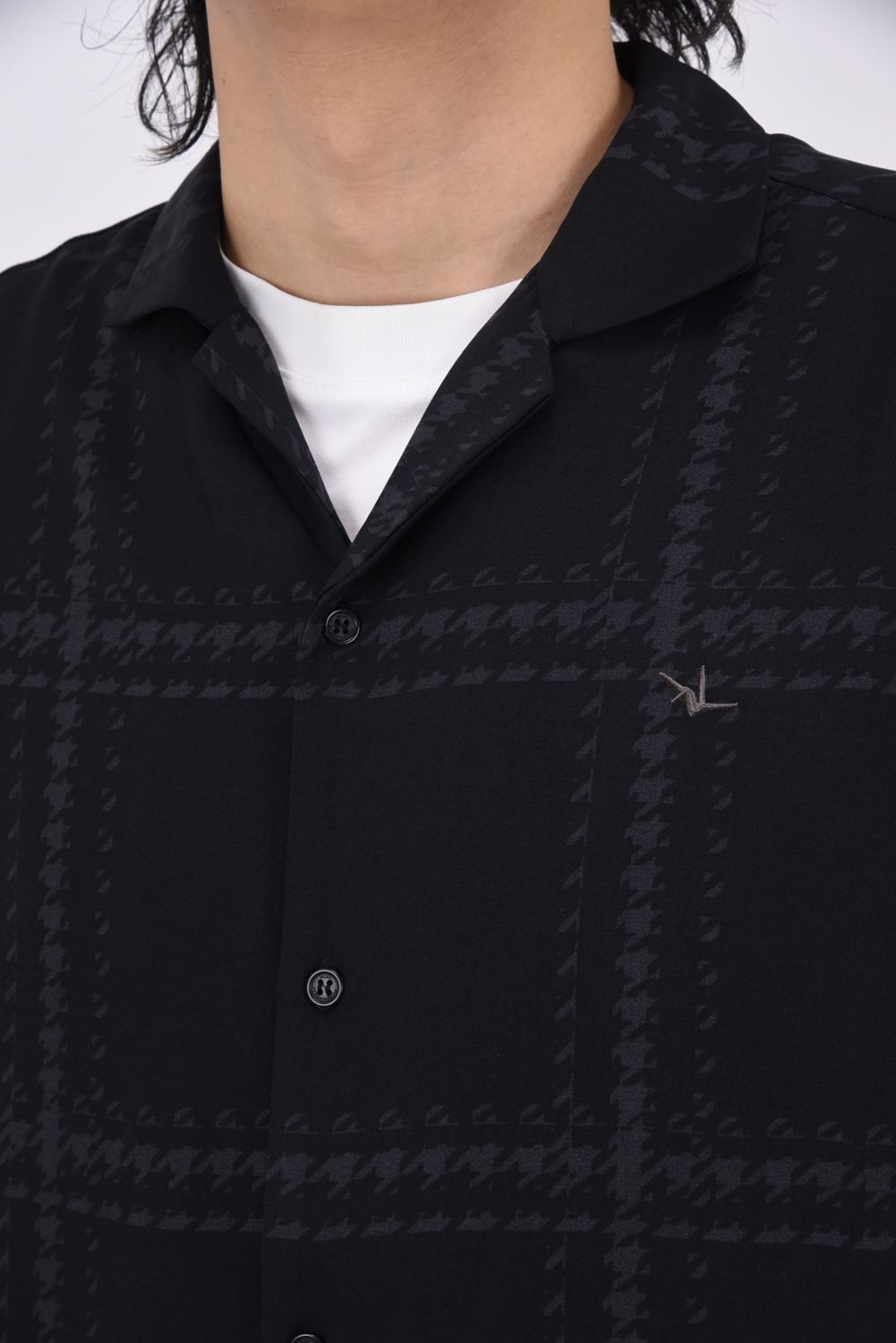 CHECKED ALOHA SHIRT / チェック アロハシャツ (ブラック)