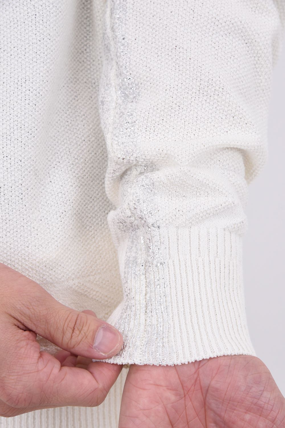 【26SS】 PARTIAL FOIL PRINT CREW KNIT / 箔プリント クルーネックニット (ホワイト)