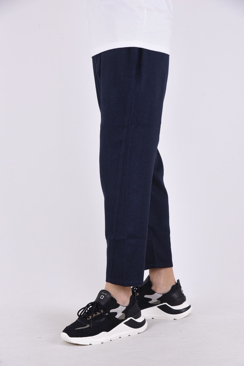 HERRINGBONE WIDE TAPERED PANTS / ヘリンボーン ワイドテーパード イージーパンツ ネイビー