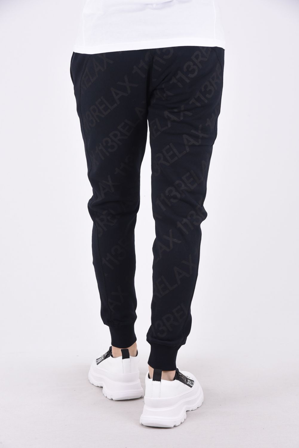 DIAGONAL LOGO LONG PANTS  / サイドリブ ダイアゴナルロゴ ロングパンツ ブラック