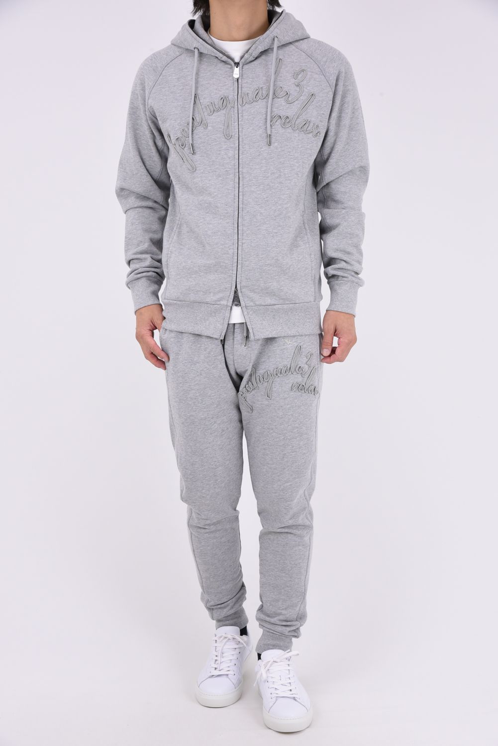 【26AW】 HEAVY FRENCH TERRY SCRIPT CODE LOGO HOODIE / フレンチテリー ロープロゴ ジップアップフーディー (グレー)