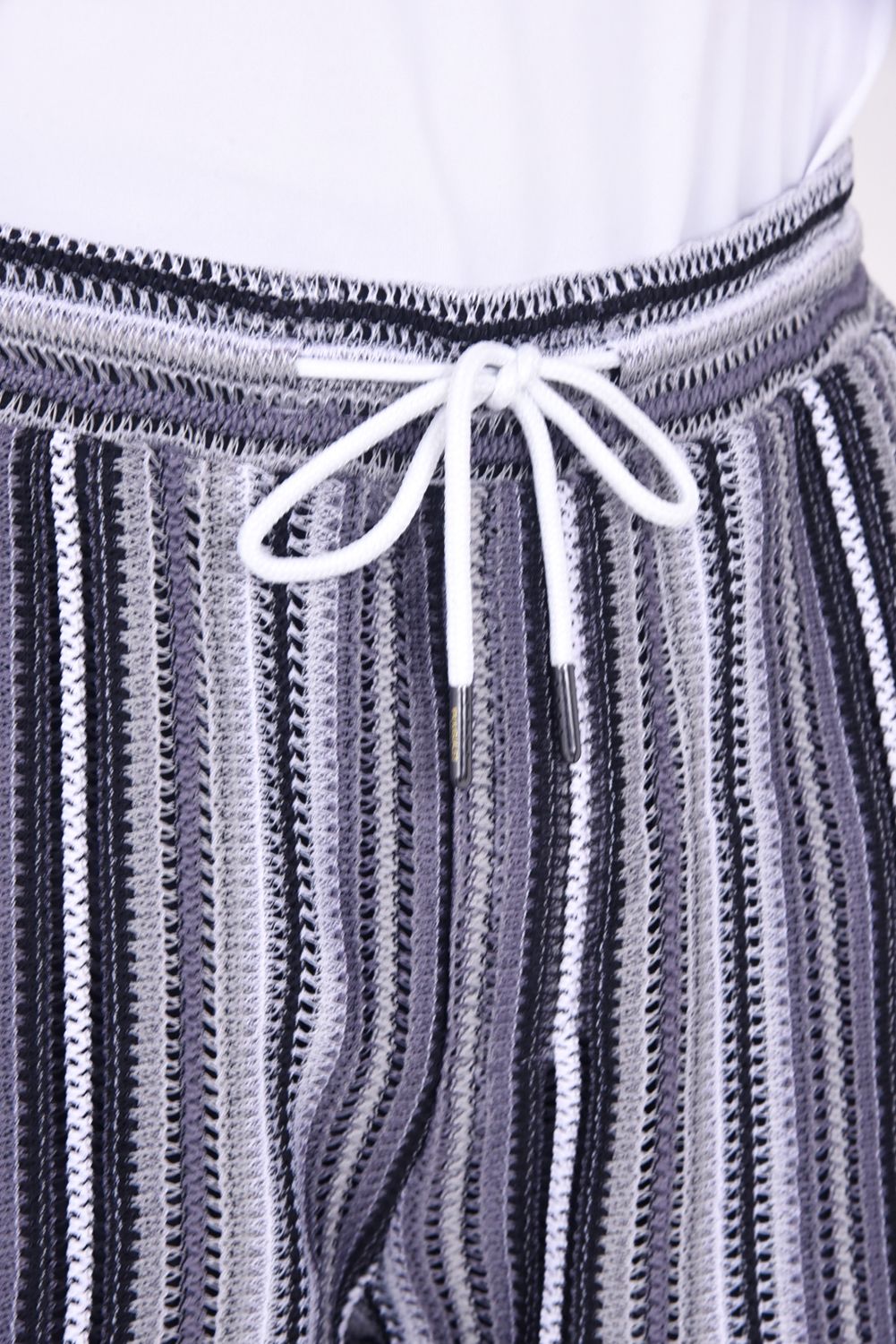 GAP KNIT STRIPED HALF PANTS  / 透かし編み ストライプ ニットショーツ グレー