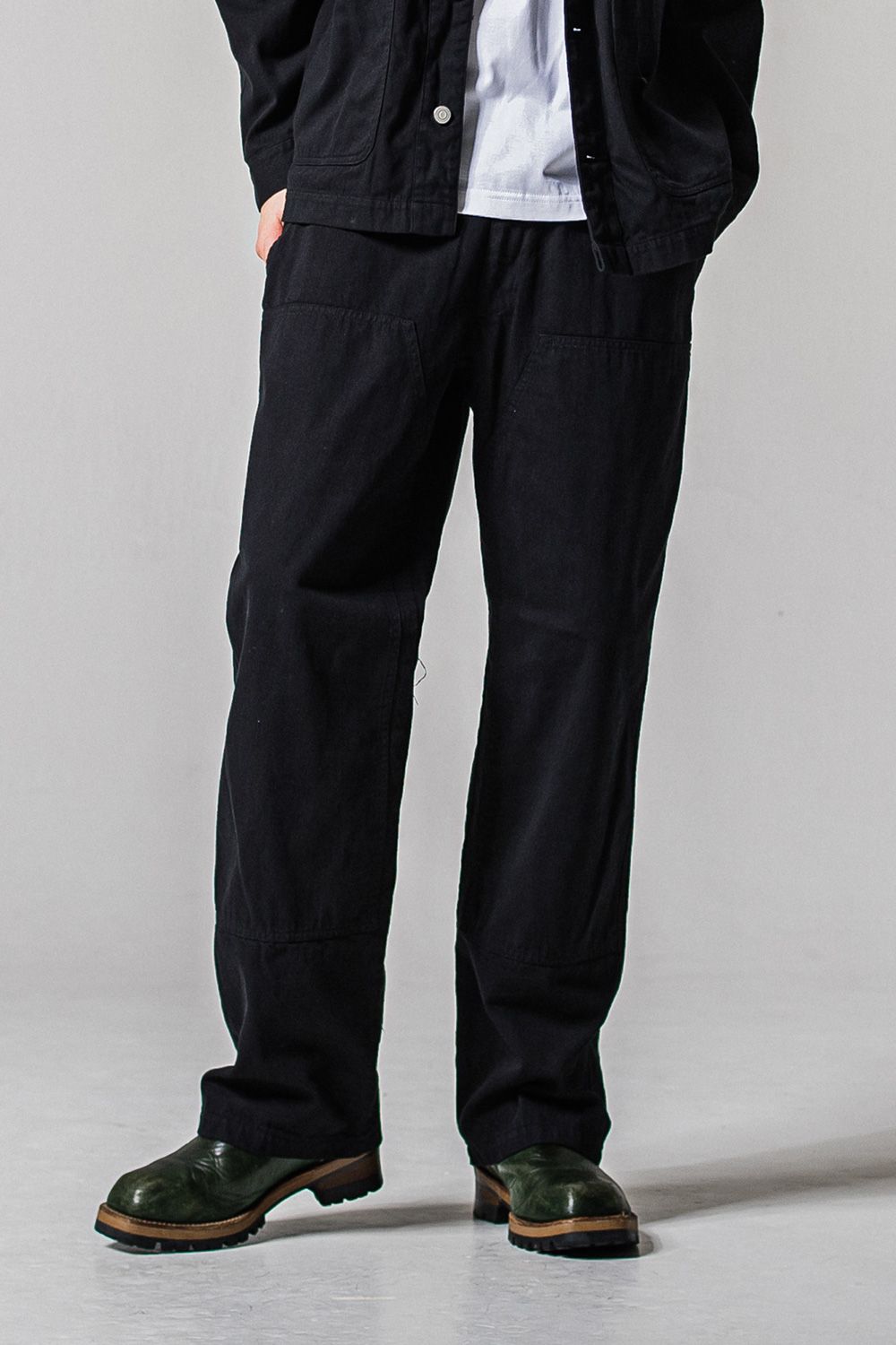 DOUBLE KNEE PT / ダブルニー ワークデニムパンツ (ブラック) (2月中旬入荷予定)