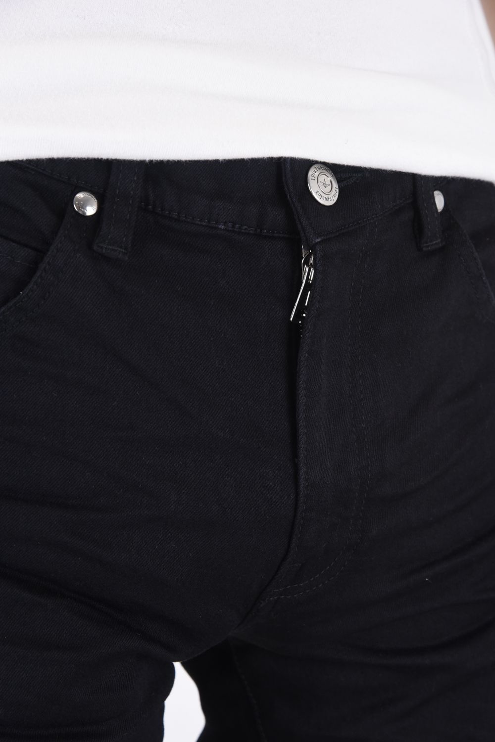 9TAPERED / ニークラッシュ 9 テーパードデニム ワンウォッシュブラック