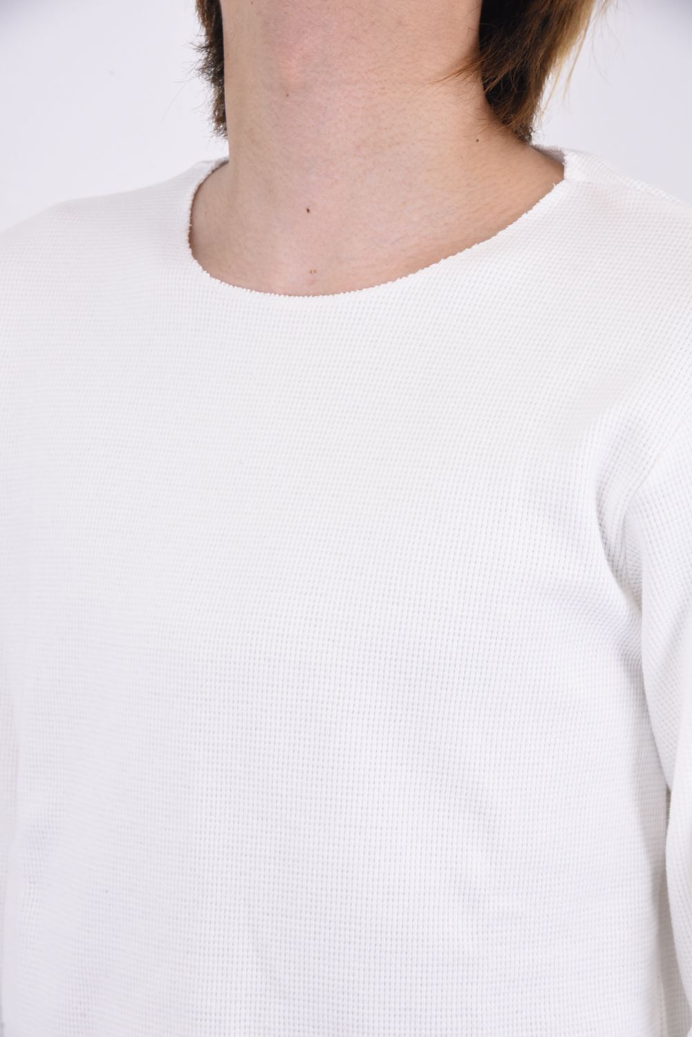ST COTTON WAFFLE THERMAL / 【定番】 ロングスリーブ カットオフサーマル ホワイト