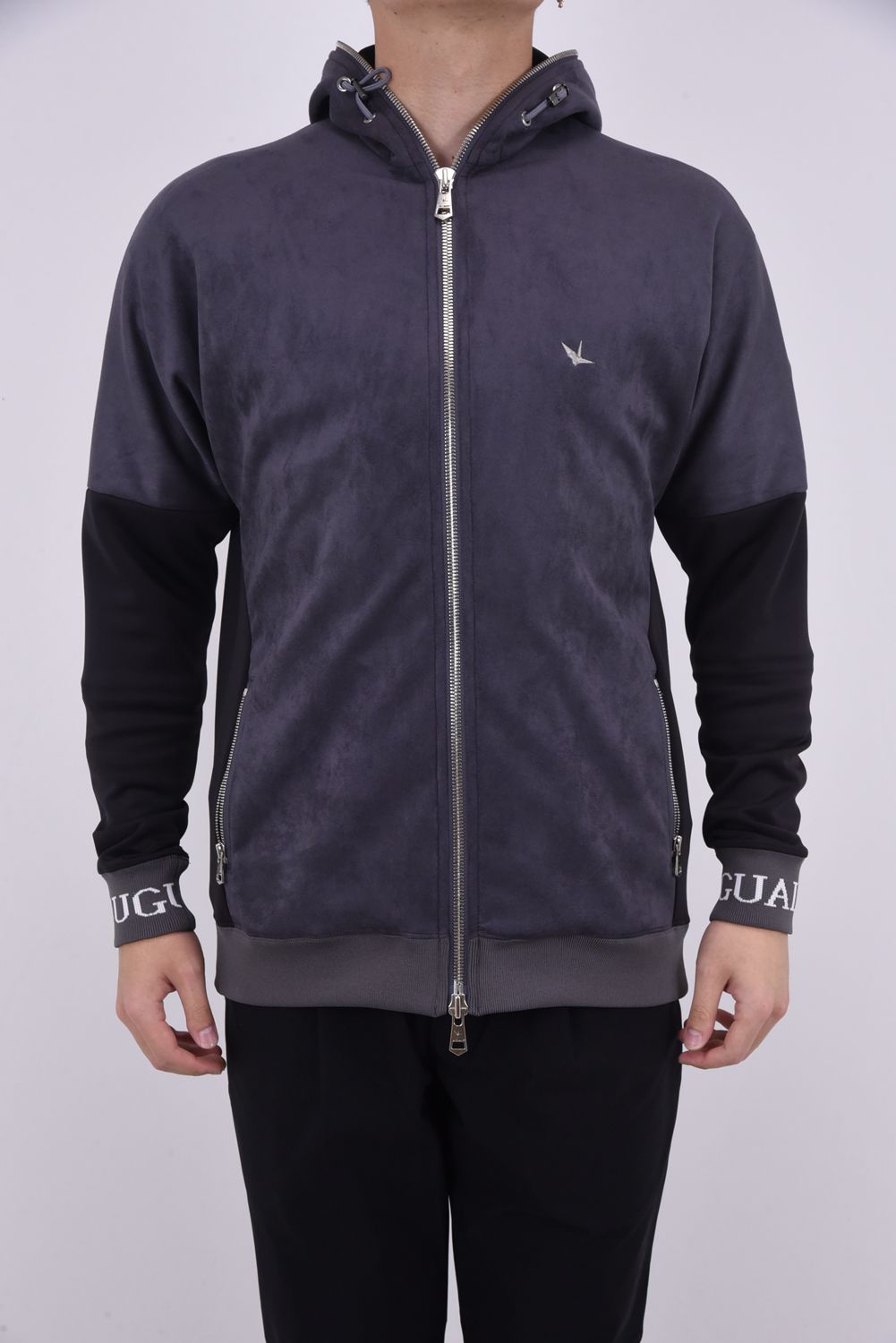 R[10] 113 FULL ZIP PARKA DIAMOND GRAY / 113ロゴ ルーズフィット フルジップ フーディー チャコール