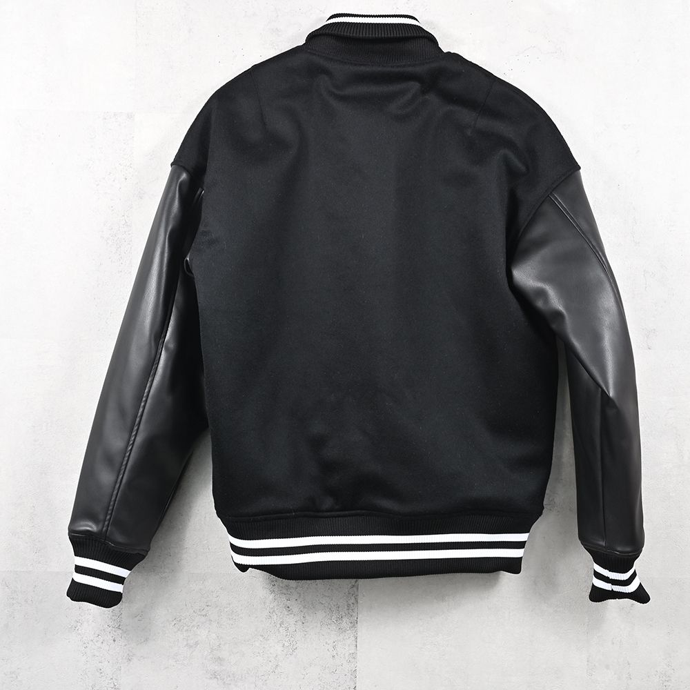 Varsity jacket / ウール100% エコレザースリーブ スタジャン (ブラック) (10月末入荷予定) ※オーダー締切:5月23日(土)17時