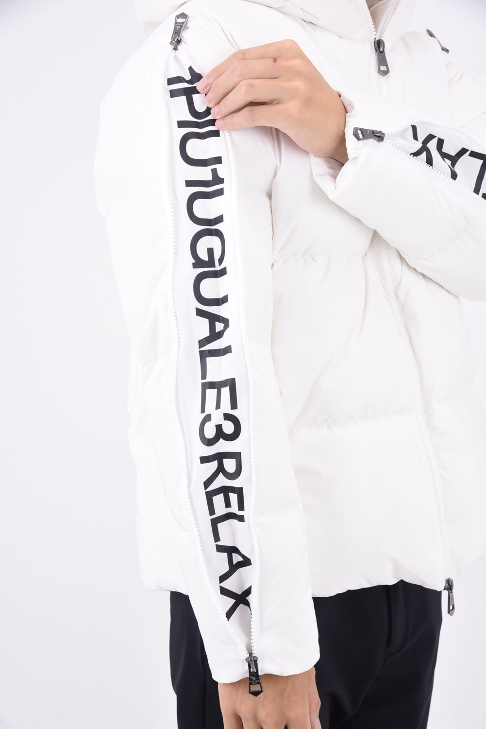 1PIU1UGUALE3 RELAX - ZIP LOGO STRETCH DOWN JACKET / ジップロゴ