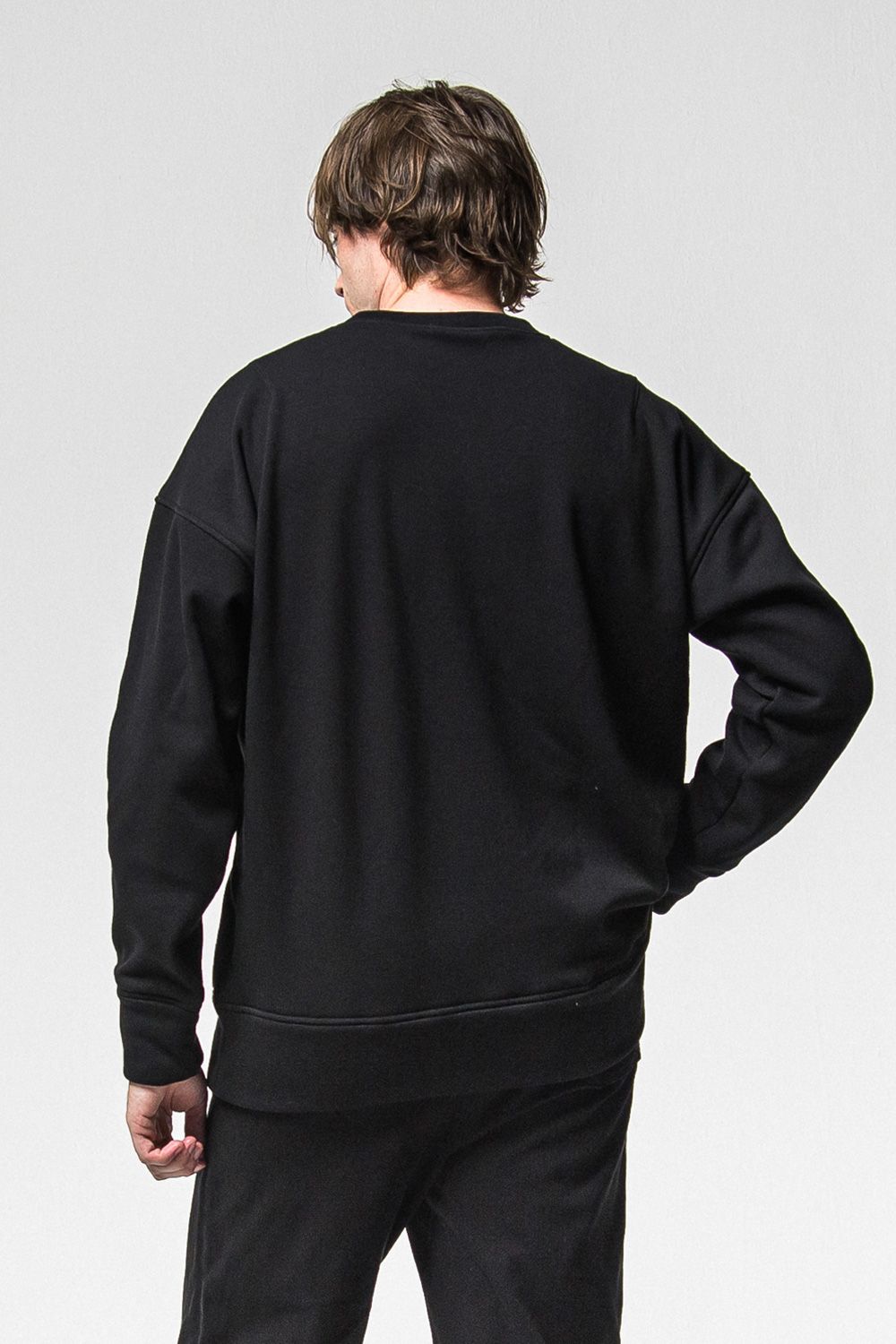 RC CHENILLE VELOURS FLEECE DROP TRAINER / RC刺繍 裏起毛 ロングスリーブ トレーナー (ブラック) (11月上旬入荷予定) ※オーダー締切：9月1日(月)18:00