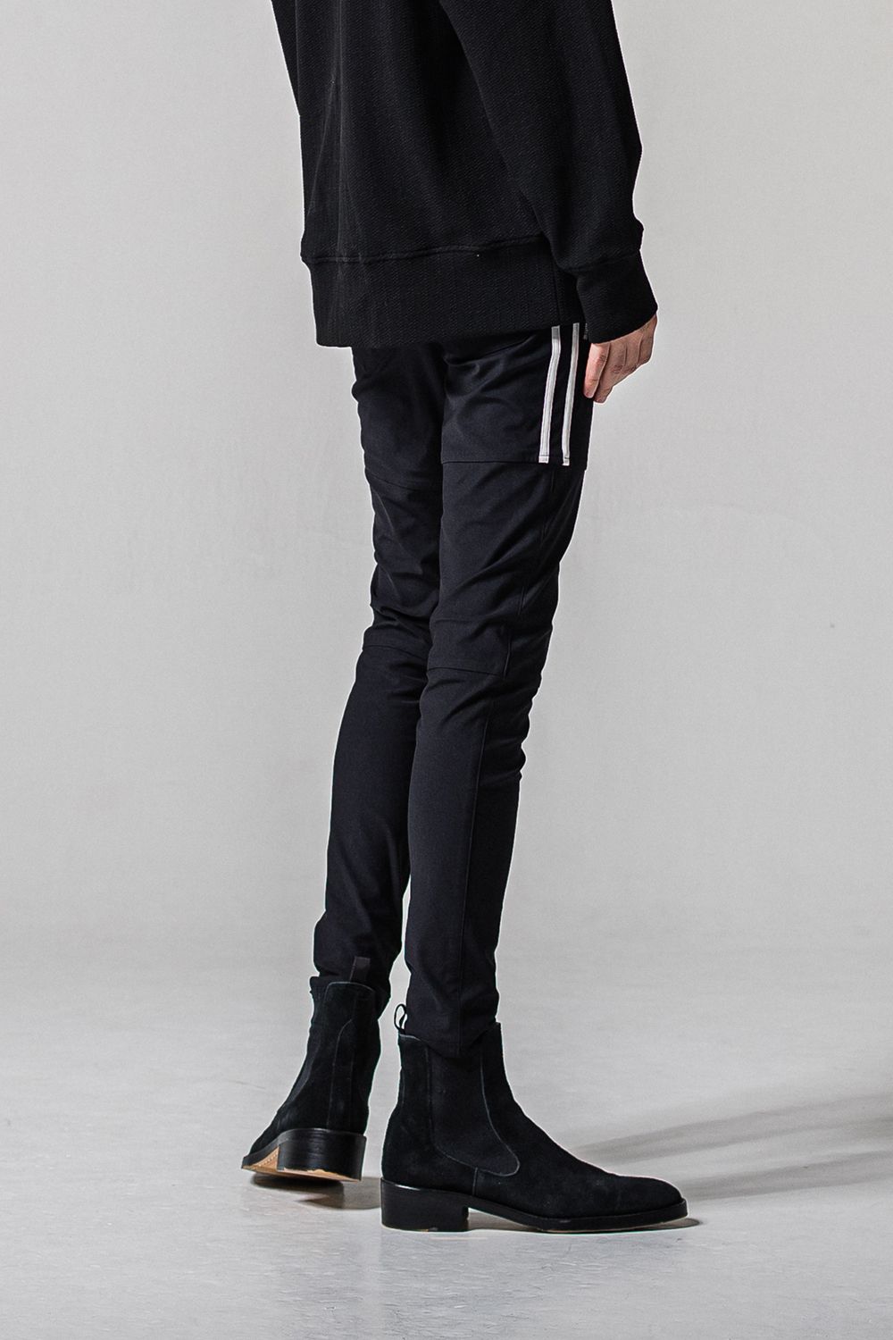 Johnson LINE NYLON PT / 【定番】 ナイロンマイクロファイバー ジョンソンラインパンツ (ブラック/ホワイト) (3月上旬入荷予定)