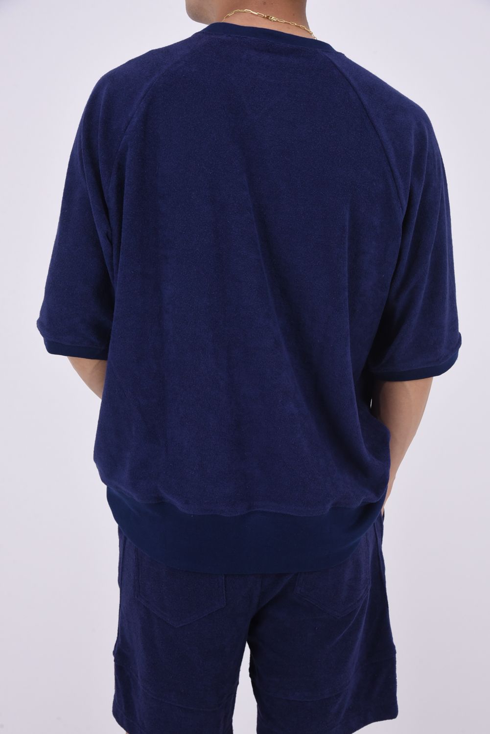 PILE HALF SLEAVE / パイル素材 オーバーサイズTシャツ ネイビー